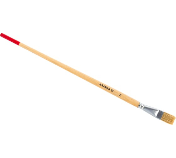 Кисть плоская Stayer 0124-14, тонкая №14 (15мм), натуральная щетина, деревянная ручка