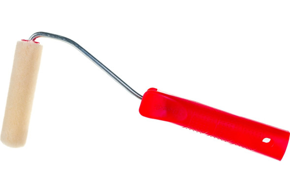 Мини-валик из велюра Зубр 03536-10 с ручкой, 15 х 100 мм, ворс 4 мм, бюгель 6 мм