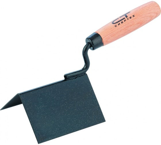 Кельма для внешних углов стальная Сибртех 86313 с деревянной ручкой, 110х75х75 мм