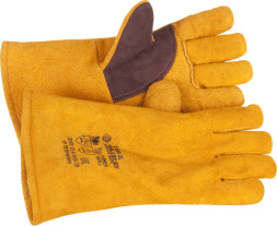 Краги сварщика Зубр 11335-XL, спилковые, термостойкие, желтые, утепленные