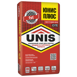 Клей плиточный Unis Юнис Плюс, 25 кг