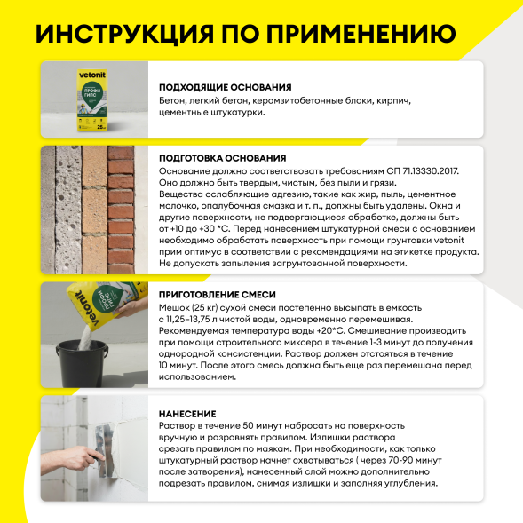 Гипсовая усиленная штукатурка Vetonit Профи Гипс, 25 кг