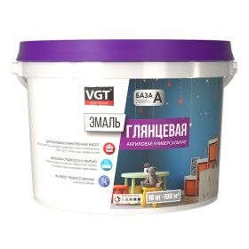 Эмаль универсальная ВД-АК-1179 VGT RAL 7043, акриловая, глянцевая, база С, 1 кг
