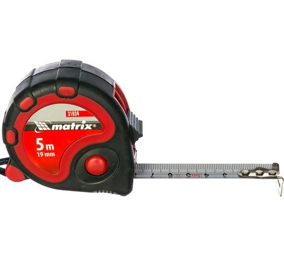 Рулетка Matrix Status 3 fixation 31034, 5 м х 19 мм, обрезиненный корпус, зацеп с магнитом