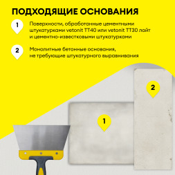 Цементная шпаклевка влагостойская Vetonit ВХ, белый 20 кг