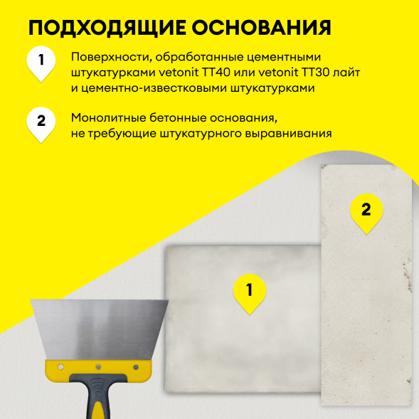 Цементная шпаклевка влагостойская Vetonit ВХ, белый 20 кг