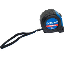 Рулетка Зубр Профи Нейлон, 5м х 25мм, обрезиненный корпус, зацеп с магнитом