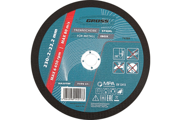 Круг отрезной по металлу Gross 74389, 230х2,0х22,0 мм