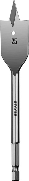Сверло по дереву перовое Stayer Flat 2950-25_z01, 25х152 мм, шестигранный хвостовик 1/4&amp;quot;