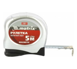 Рулетка Matrix Magnetic 31011, 5м х 19мм, пластиковый корпус, зацеп с магнитом, автоматическая фиксация