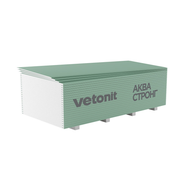 Гипсовая строительная плита влагостойкая Vetonit Аква Стронг, 3000 х 1200 х 15 мм