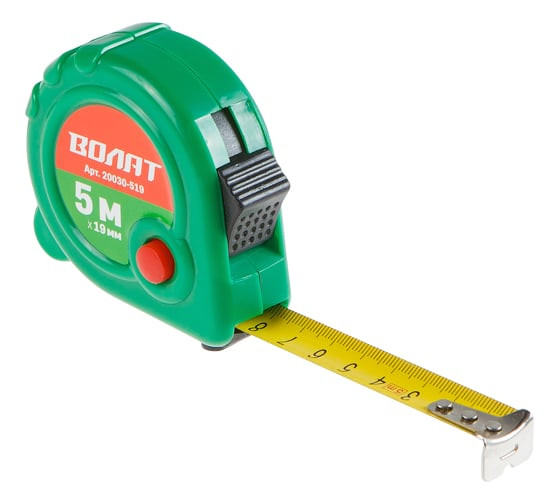 Рулетка Волат 20030-519, 5м х 19мм, пластиковый корпус, ручная фиксация