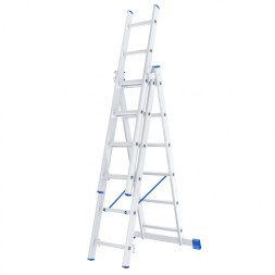 Лестница трехсекционная Сибртех 97816, 3 х 6 ступеней, алюминиевая