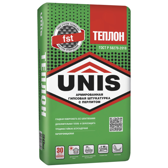 Штукатурка гипсовая Unis Теплон армированная, 30 кг