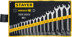 Набор ключей гаечных комбинированных Stayer Hercules Professional 27081-Н18_z01, 6-32 мм, 18 шт, CrV, хромированные, в чехле