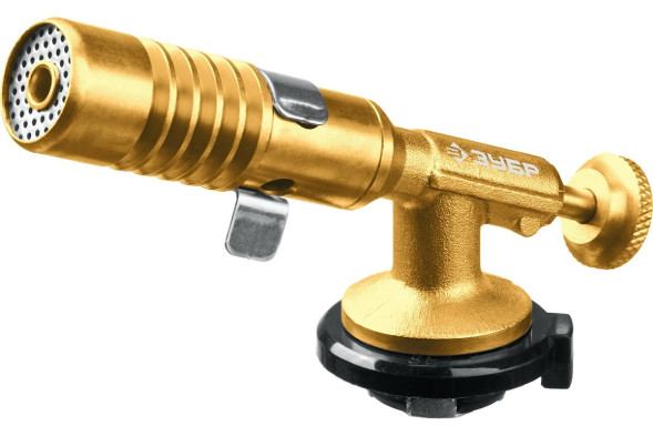 Горелка на баллон с цанговым соединением Зубр 55556 с пъезоподжигом, цельнометаллическая