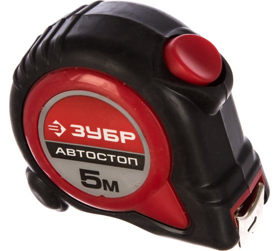 Рулетка Зубр Мастер 34052-05-25, автостоп, 5 м х 25 мм, оберезинный корпус, автоматическая фиксация