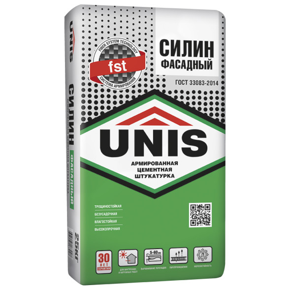 Штукатурка цементная Unis Силин Фасадный, 25 кг