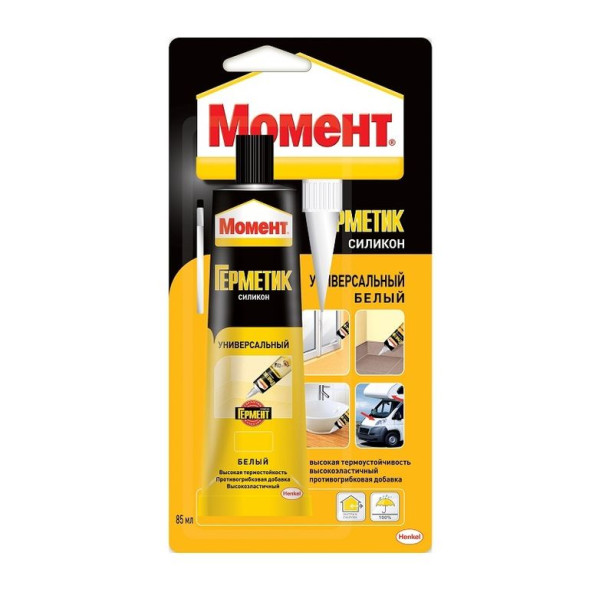 Герметик силиконовый универсальный Момент, цвет белый, 85 мл
