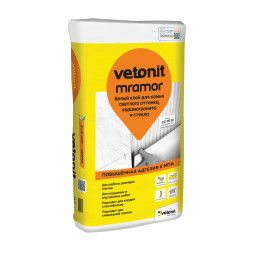 Клей Vetonit Mramor для камня светлого оттенка, керамогранита и стекла, белый, 25 кг