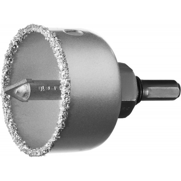 Коронка по керамике и кирпичу Зубр Профессионал 33360-051, 51х25 мм, с карбид-вольфрамовым напылением, центрирующее сверло, трехгранный хвостовик