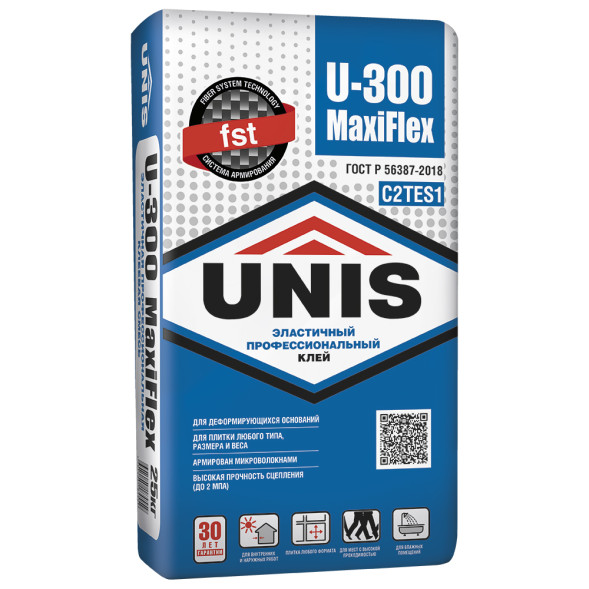 Клей плиточный Unis U-300 MaxiFlex, 25 кг