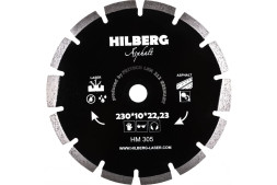 Диск отрезной алмазный сегментный Hilberg Hard Materials Asphalt HM305, 230х2,3х22 мм, асфальт, асфальтобетон, сухой/мокрый рез