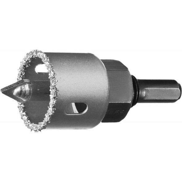 Коронка по керамике и кирпичу Зубр Профессионал 33360-032, 32х25 мм, с карбид-вольфрамовым напылением, центрирующее сверло, трехгранный хвостовик