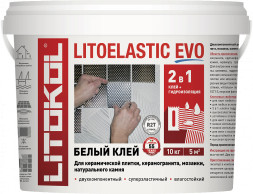 Двухкомпонентный клей Litokol Litoelastic для склеивания всех типов облицовочных материалов, 10 кг