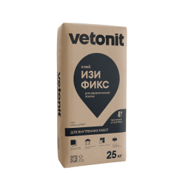 Клей плиточный цементный Vetonit Изи фикс, 25 кг
