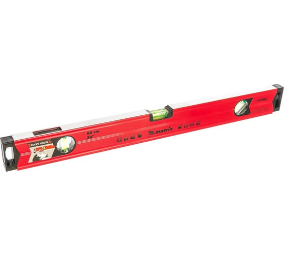 Уровень строительный магнитный Matrix 34706, 600 мм, 3 глазка, 1 зеркальный, фрезерованное основание