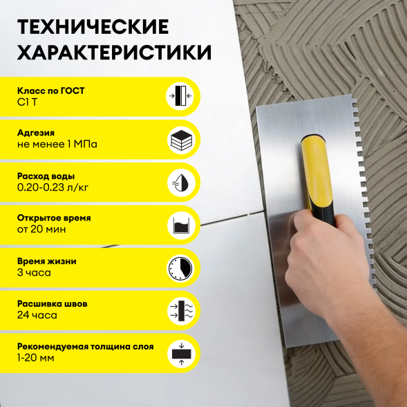 Клей Vetonit Изи фикс+ для керамогранита среднего и крупного формата, 25 кг