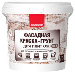 Краска-грунт для плит OSB 3-в-1 Neomid, белая, полуматовая, 14 кг