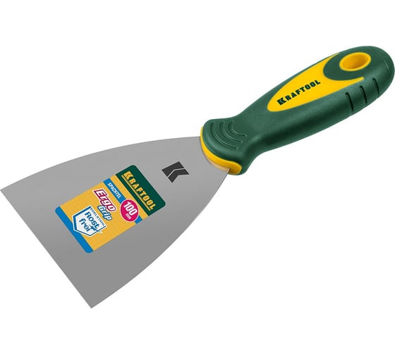 Шпательная лопатка из нержавеющей стали Kraftool 10035-100 с двухкомпонентной ручкой, 100 мм
