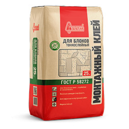 Клей монтажный для блоков тонкослойный Старатели, 25 кг