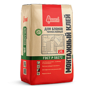 Клей монтажный для блоков тонкослойный Старатели, 25 кг