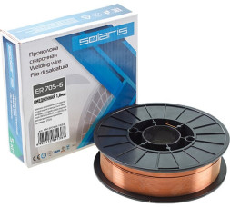 Проволока сварочная омедненная Solaris ER 70S-6 артикул WM-ER70S6-10050, 1,0 мм, катушка 5 кг