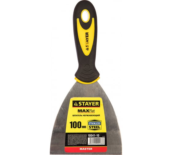 Шпательная лопатка из нержавеющей стали Stayer Orion 10041-10 с двухкомпонентной ручкой, 100 мм