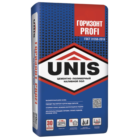Наливной пол Unis Горизонт Profi цементный, 25 кг