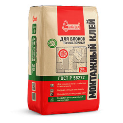 Клей монтажный для блоков тонкослойный (зимний) Старатели, 25 кг
