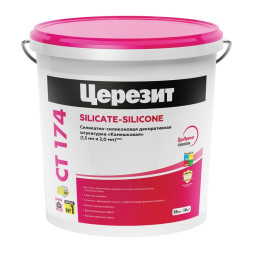 Штукатурка декоративная силикатно-силиконовая Ceresit CT-174 Камешковая, фракция 1,5 мм, 25 кг