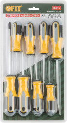 Набор отверток FIT 56033, PH, SL, двухкомпонентные рукоятки, 8 шт., CrV, Старт