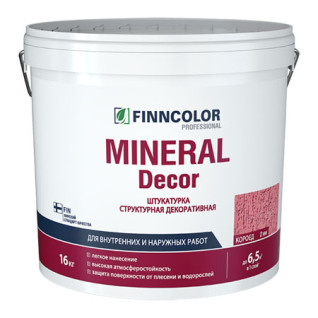 Штукатурка декоративная структурная Finncolor Mineral Decor, эффект короед, фракция 2,0 мм, 16 кг
