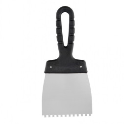 Шпатель зубчатый из нержавеющей стали Sparta 85453 с пластиковой ручкой, 100 мм, зуб 4х4