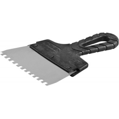 Шпатель зубчатый из нержавеющей стали Зубр 10078-15-06 с пластмассовой ручкой, 150 мм, зуб 6х6