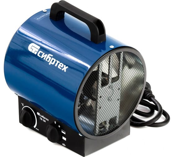Пушка тепловая электрическая Сибртех ТВ-3М 96437, 1,5/3,0 кВт, 220В, поток-150 м3/ч, тепловентилятор