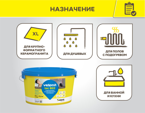 Мастика гидроизоляционная Vetonit tec 822, цвет серый, 1,2 кг