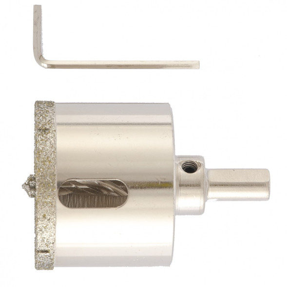 Сверло алмазное по керамике и стеклу Matrix 726503, 50x67 мм, центрирующее сверло, трехгранный хвостовик