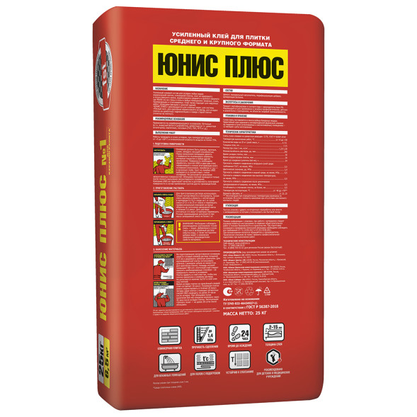 Клей плиточный Unis Юнис Плюс, 25 кг