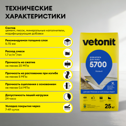 Базовый ровнитель Vetonit 5700, 25 кг